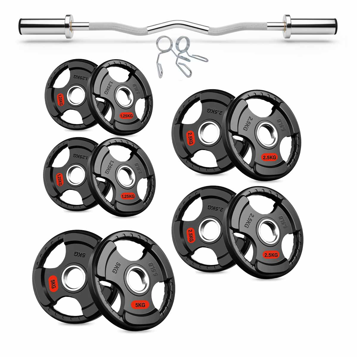 Olympic EZ Curl Bar – 47" Chrome Steel Barbell with Collars