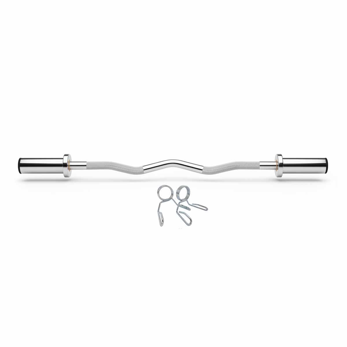 Olympic EZ Curl Bar – 47" Chrome Steel Barbell with Collars