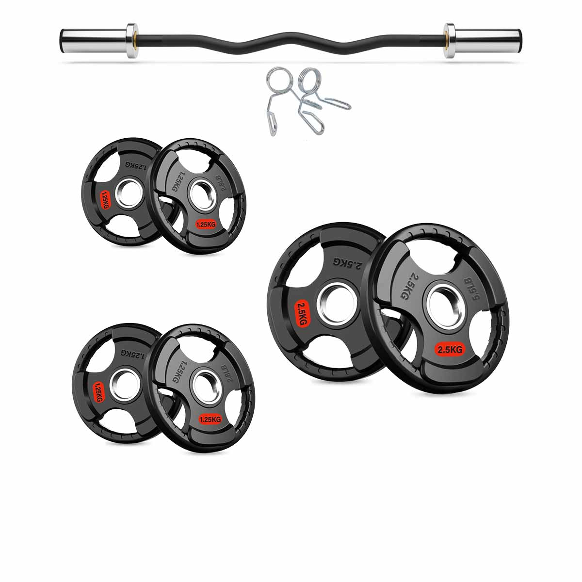 Olympic EZ Curl Bar – 47" Chrome Steel Barbell with Collars