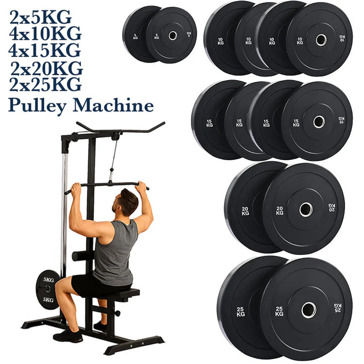 Exercise Pulley Machine Power Tower – Adjustable Seat & Cables