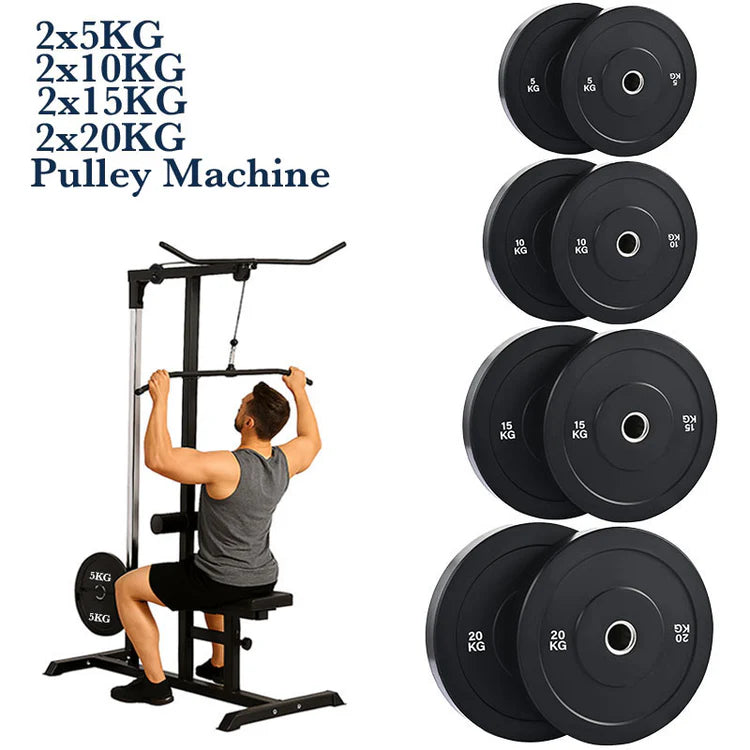 Exercise Pulley Machine Power Tower – Adjustable Seat & Cables