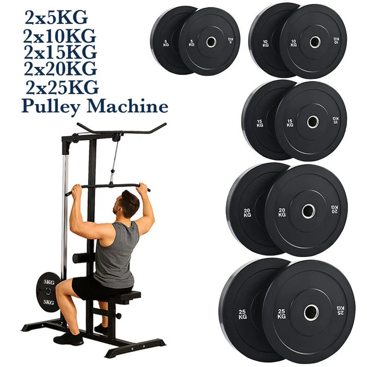 Exercise Pulley Machine Power Tower – Adjustable Seat & Cables