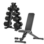 Hex Dumbbell Set 4 Pair with A5 Tier Rack