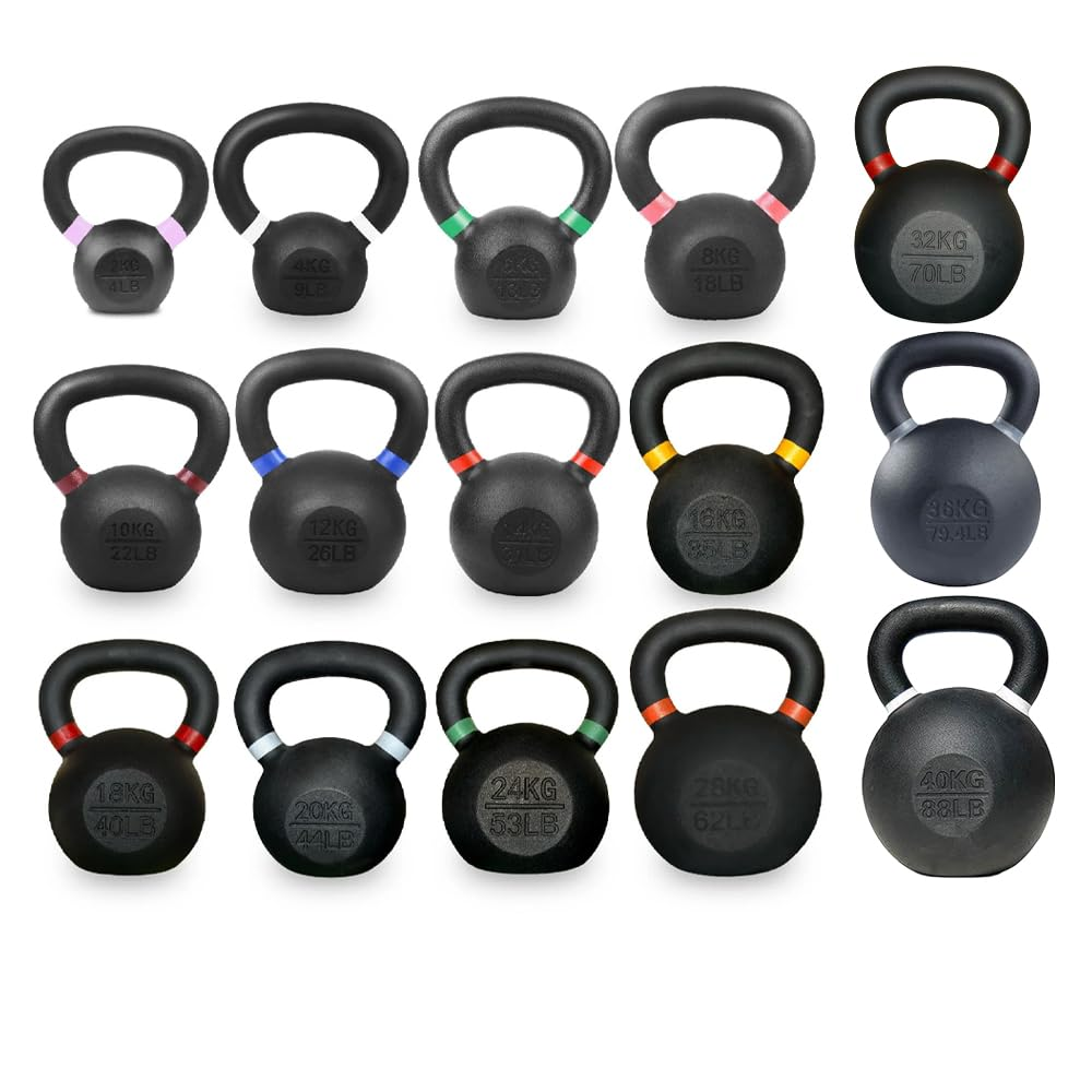 Cast Iron Kettlebell (2-40kg) – Heavy Duty Iron Kettlebell for Home Gym Strength Training