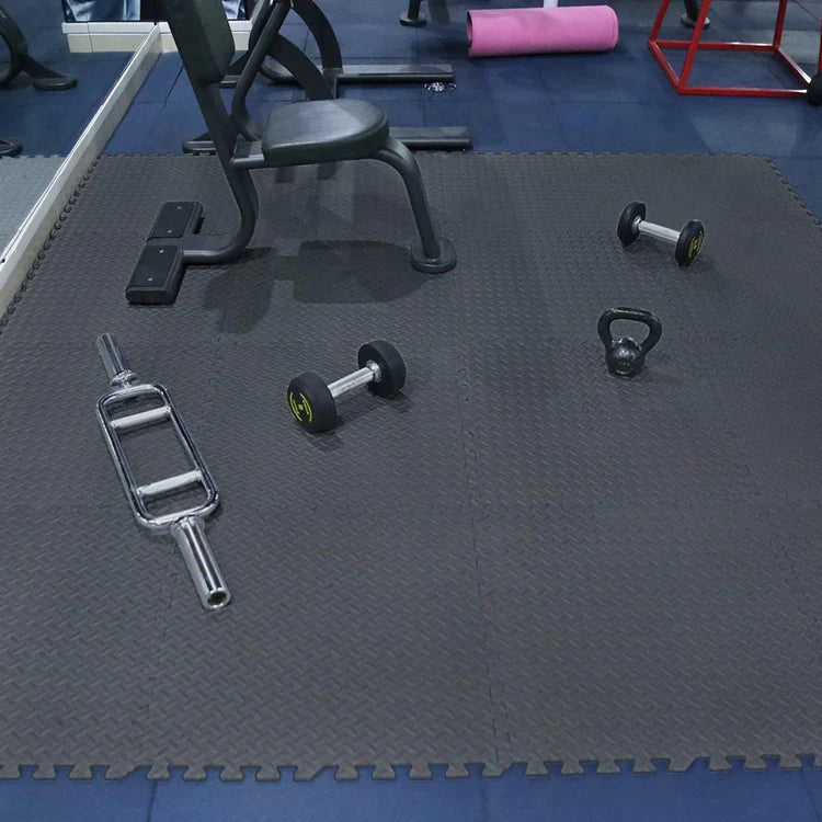 Gym Flooring Mats – Non-Slip EVA Foam Interlocking Tiles Black