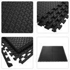 Gym Flooring Mats – Non-Slip EVA Foam Interlocking Tiles Black