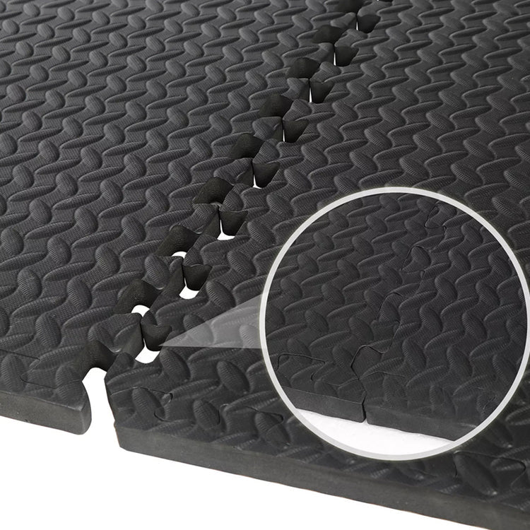 Gym Flooring Mats – Non-Slip EVA Foam Interlocking Tiles Black