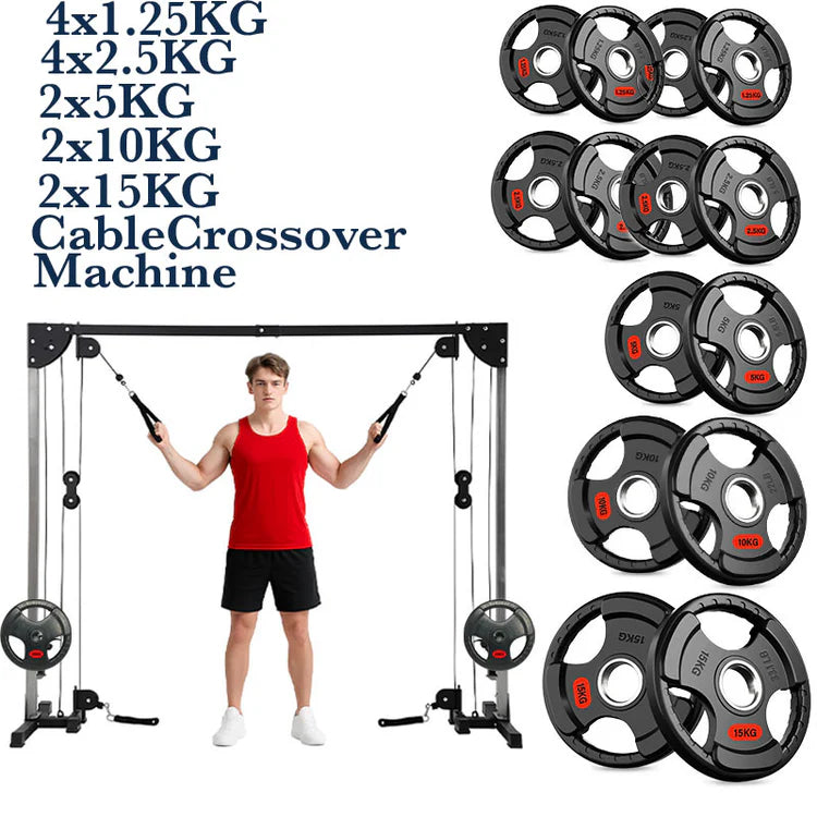 Home Gym Cable Crossover Machine – Adjustable Dual Pulley System