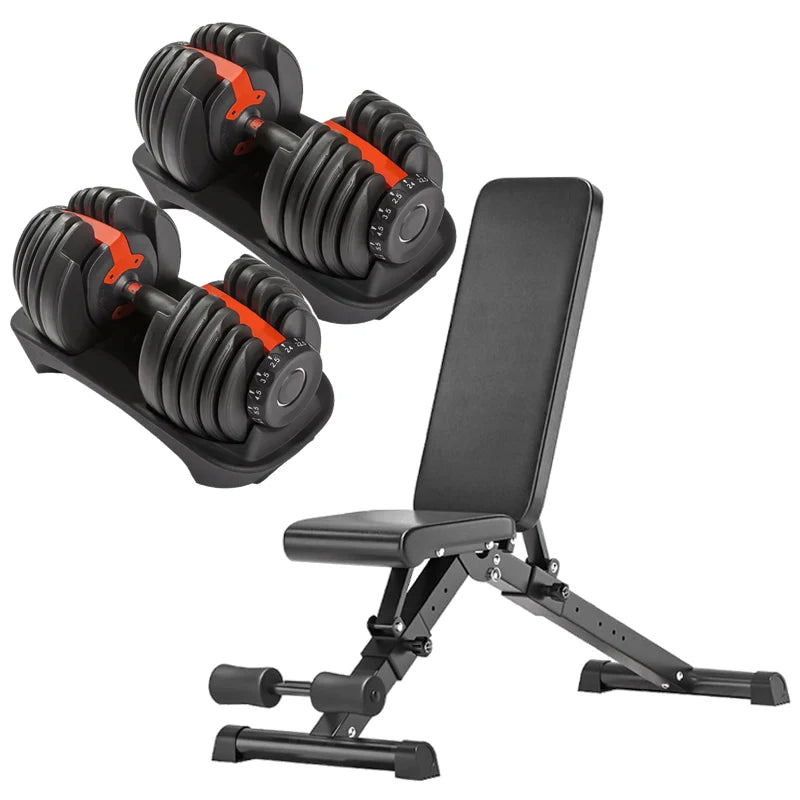 Adjustable Dumbbell Set 24kg (53lbs) – Quick Dial Weights for Home Gym